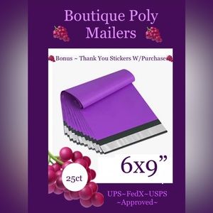 25ct ~ 6x9”~ Poly Mailer Bags 🍇🆕🍇
🍇 25ct Free Thank You Stickers